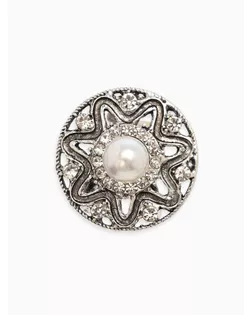 Кольцо для платка "Цветок в круге", цвет белый в чернёном серебре арт. СМЛ-279716-1-СМЛ0010904675