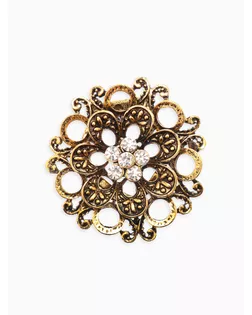 Зажим для платка "Цветок астры", цвет белый в чернёном золоте арт. СМЛ-279651-1-СМЛ0010904678