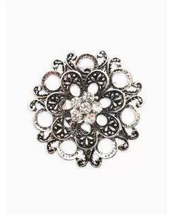 Зажим для платка "Цветок астры", цвет белый в чернёном серебре арт. СМЛ-279652-1-СМЛ0010904679