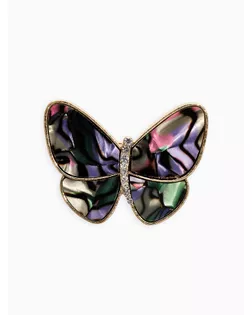 Брошь "Бабочка" под галиотис, цвет зелёный в золоте арт. СМЛ-279665-1-СМЛ0010904703