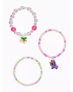 Браслет детский «Выбражулька», 3 шт. набор,единорог, вишня, бусины, цветной арт. СМЛ-281290-1-СМЛ0010904739