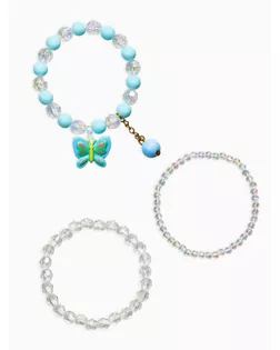 Браслет детский «Выбражулька», 3 шт. набор, бабочка с подвеской, бусины, цветной арт. СМЛ-281296-1-СМЛ0010904746