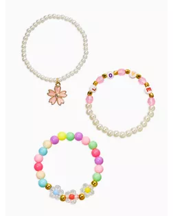 Браслет детский «Выбражулька», 3 шт. набор, цветок, бусины, цветной арт. СМЛ-281298-1-СМЛ0010904749