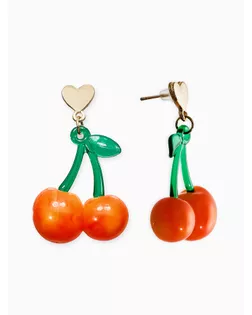 Серьги "Вишня" сердечки, цвет красно-жёлтый в золоте арт. СМЛ-281307-1-СМЛ0010904774