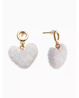 Серьги "Сердце сахарное", цвет белый в золоте арт. СМЛ-281314-1-СМЛ0010904783