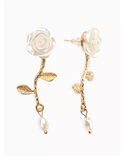 Серьги "Цветок розы", цвет белый в золоте арт. СМЛ-281400-1-СМЛ0010904786