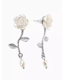 Серьги "Цветок розы", цвет белый в серебре арт. СМЛ-281446-1-СМЛ0010904787
