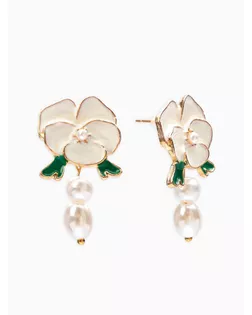 Серьги "Цветок кувшинки", цвет белый в золоте арт. СМЛ-281401-1-СМЛ0010904797