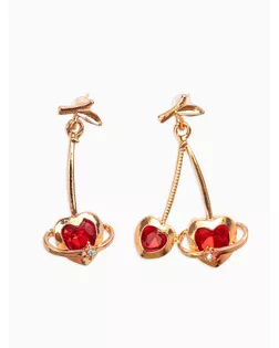 Серьги "Сердечная вишня", цвет красный в золоте арт. СМЛ-281403-1-СМЛ0010904812
