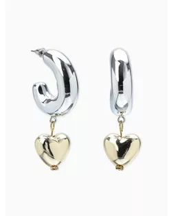 Серьги "Новый стиль", сердечки, цвет серебристо-золотистый d3см арт. СМЛ-282199-1-СМЛ0010904826