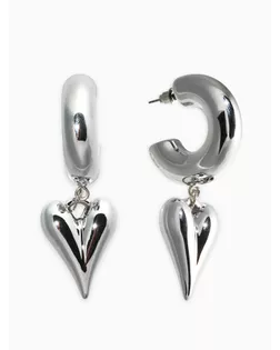 Серьги "Новый стиль", сердечки, цвет серебро d2,5см арт. СМЛ-282439-1-СМЛ0010904828