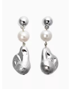 Серьги жемчуг "Борокко". цвет белый в серебре арт. СМЛ-282441-1-СМЛ0010904833