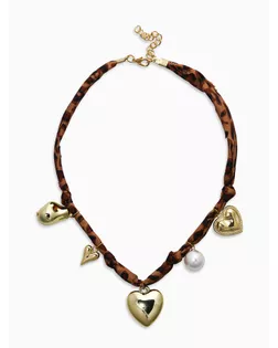 Колье "Новый стиль" микс подвесок, светло-коричневый леопард, в золоте 40+удл арт. СМЛ-281331-1-СМЛ0010904845