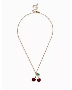 Кулон на цепочке "Черешня", цвет бордово-зелёный в золоте 40+удл арт. СМЛ-282449-1-СМЛ0010904872