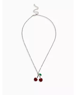 Кулон на цепочке "Черешня", цвет бордово-зелёный в серебре 40+удл арт. СМЛ-282450-1-СМЛ0010904873