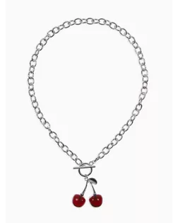 Кулон-цепь крупная "Вишня", цвет красный в серебре 40+удл арт. СМЛ-282545-1-СМЛ0010904875