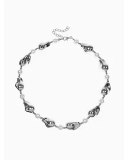 Бусы "Жемчуг Борокко", цвет белый в серебре 40+удл арт. СМЛ-282547-1-СМЛ0010904879