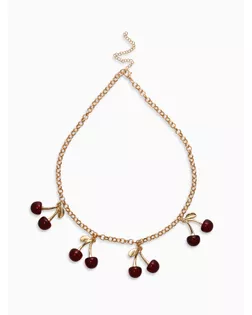 Цепь с подвесками "Вишня", 40+удл, цвет бордовый в золоте арт. СМЛ-282453-1-СМЛ0010904881