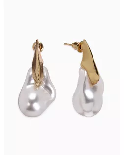 Серьги жемчуг "Капля борроко", цвет белый в золоте арт. СМЛ-280882-1-СМЛ0010904887