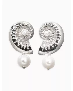 Серьги жемчуг "Ракушка", цвет белый в серебре арт. СМЛ-279685-1-СМЛ0010904889