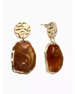 Серьги "Стиль камня", цвет коричневый в золоте арт. СМЛ-280883-1-СМЛ0010904892