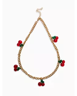 Цепь с подвесами "Вишня", цветная в золоте арт. СМЛ-280886-1-СМЛ0010904899