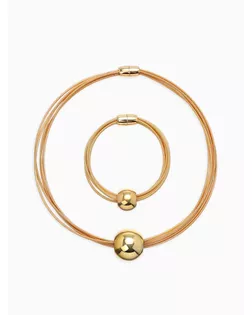 Набор 2 предмета: колье, браслет «Бусина на нитях», цвет золото арт. СМЛ-279812-1-СМЛ0010904907