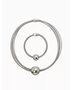 Набор 2 предмета: колье, браслет «Бусина на нитях», цвет серебро арт. СМЛ-279813-1-СМЛ0010904908