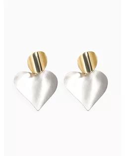 Серьги "Сердечки". матовое серебро с золотом арт. СМЛ-279696-1-СМЛ0010904925
