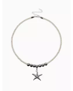 Кулон на жгуте текстильном "Морская звезда", цвет бело-серебристый арт. СМЛ-282552-1-СМЛ0010905792