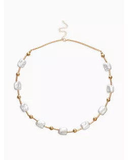 Бусы "Жемчуг" майорика прямоугольник, цвет белый в золоте арт. СМЛ-282557-1-СМЛ0010905808