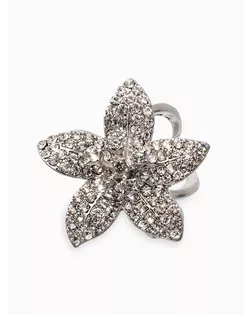 Кольцо для платка "Цветок Лилии", цвет белый в серебре арт. СМЛ-282458-1-СМЛ0010905872