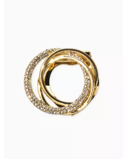 Зажим для платка "Узоры" круг, цвет белый в золоте арт. СМЛ-282559-1-СМЛ0010905873