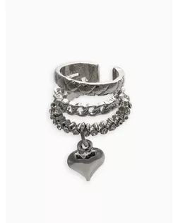 Кафф«Стиль» сердце, стеганое, белые в серебре арт. СМЛ-281448-1-СМЛ0010905942