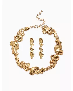 Набор 2 предмета: серьги, колье «Мятое», 35 см, серьги 6 см, цвет золото арт. СМЛ-279816-1-СМЛ0010906082