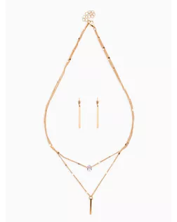 Набор 2 пред-та: серьги, колье "Минимализм", 45/55см, цвет белый в золоте арт. СМЛ-279703-1-СМЛ0010906087