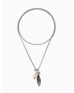 Кулон на цепочке "Стиль" эллипс, цвет серый в серебре арт. СМЛ-279794-1-СМЛ0010906105