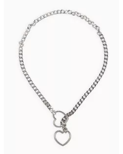 Цепочка на шею два сердца, затяжка, цвет серебро арт. СМЛ-279206-1-СМЛ0010906119