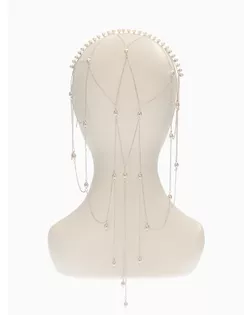 Украшение для волос «Паутина» 44 см, белое в серебре арт. СМЛ-279896-1-СМЛ0010906125