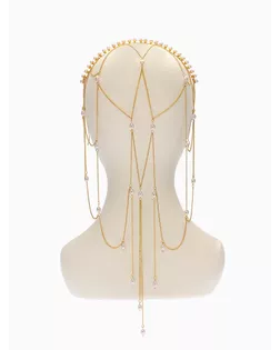 Украшение для волос «Паутина» 44 см, белое в золоте арт. СМЛ-279898-1-СМЛ0010906127