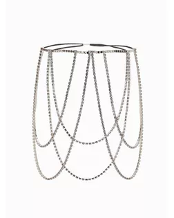 Бодичейн на бедро со стразами «Ярусы», белая в серебре арт. СМЛ-279820-1-СМЛ0010906134