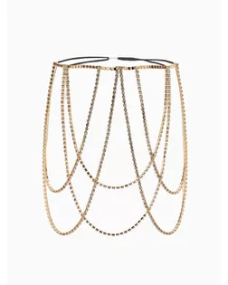 Бодичейн на бедро со стразами «Ярусы», белая в золоте арт. СМЛ-279820-2-СМЛ0010906135