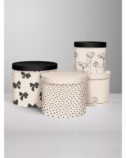 Набор шляпных коробок 4 в 1 «Бежево-чёрный», 14 × 13 см - 20 × 17,5 см арт. СМЛ-282477-1-СМЛ0010908552