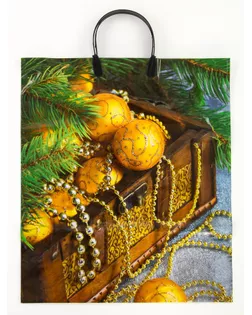 Пакет «Новогодние сокровища», полиэтиленовый с пластиковой ручкой, 38×45 см, 90 мкм арт. СМЛ-278459-1-СМЛ0010909709