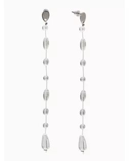 Серьги на леске «Капля росы», белые в серебре арт. СМЛ-281537-1-СМЛ0010918158
