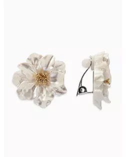 Клипсы «Цветочки», белая в золоте арт. СМЛ-281544-1-СМЛ0010936423
