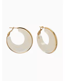 Серьги-кольца акрил «Тренд», цвет молочный в золоте арт. СМЛ-281545-1-СМЛ0010936429