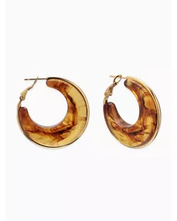 Серьги-кольца акрил «Тренд», янтарные в золоте арт. СМЛ-281545-2-СМЛ0010936431