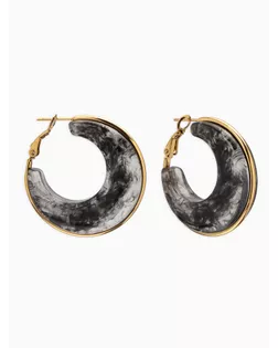 Серьги-кольца акрил «Тренд», чёрные в золоте арт. СМЛ-281545-5-СМЛ0010936434