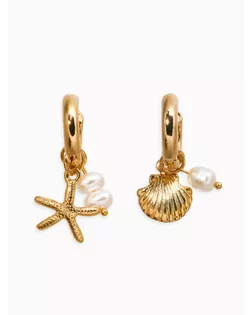 Серьги жемчуг "Ракушка со звездой", цвет белый в золоте арт. СМЛ-282756-1-СМЛ0010936481